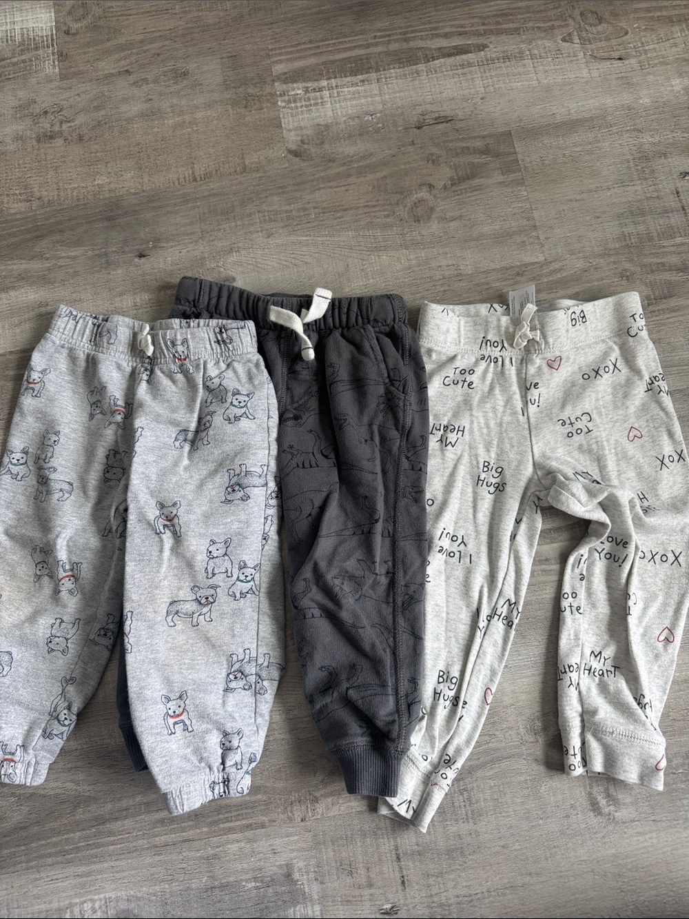 Kids Printed Jogger Pants - Pack of 3. Bulldogs, dinosaurs and Valentine’s Day